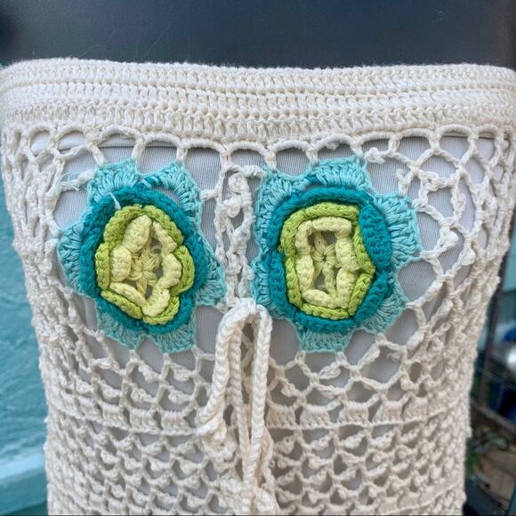 VINTAGE 90s COTTON CROCHET CONVERTIBLE DRESS OR SKIRT MADE IN FRANCE - Picture 10 of 13